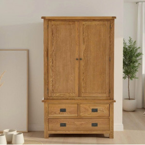 Rustic Oak - 1m05 : Tủ Áo Gỗ Sồi 2 Cánh Lắp Ráp